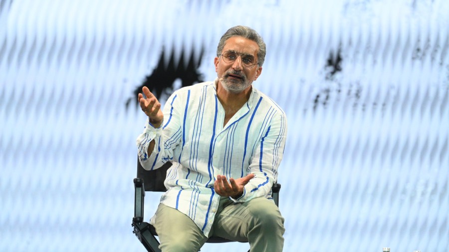 Comedian Bassem Youssef speaks during the 28th Conference of the Parties (COP28) to the UN Framework Convention on Climate Change (UNFCCC) is held at the Expo City Dubai in Dubai, United Arab Emirates on December 10, 2023.