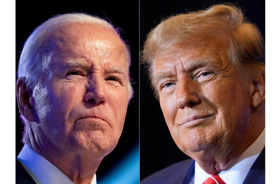 FILE - This combo image shows President Joe Biden, left, Jan. 5, 2024, and Republican presidential candidate former President Donald Trump, right, Jan. 19, 2024. Biden and Trump have officially secured the requisite numbers of delegates to be considered their parties’ presumptive nominees. The designation allows the candidates to coordinate directly with the national Democratic and Republican parties, although they aren't considered official nominees until the summer conventions. (AP Photo, File)