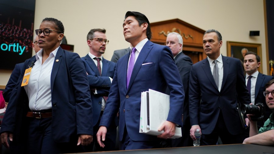 Special counsel Robert Hur arrives at a House Judiciary Committee hearing on his investigation into President Biden's handling of classified documents on March 12, 2024.