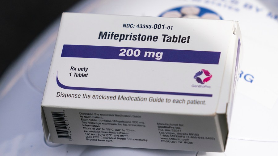 A box of Mifepristone in a close-up.