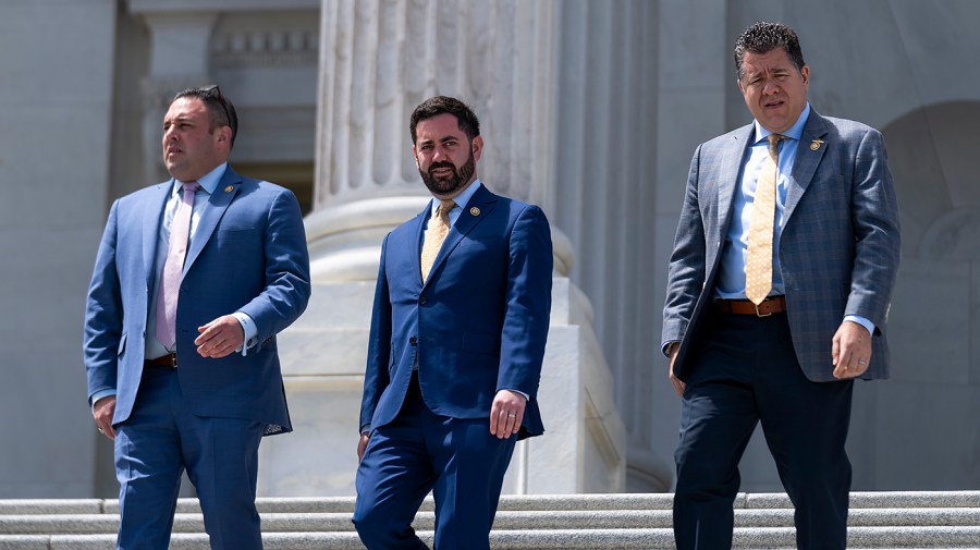 Reps. Anthony D'Esposito (R-N.Y.), Michael Lawler (R-N.Y.) and Nicholas LaLota (R-N.Y.