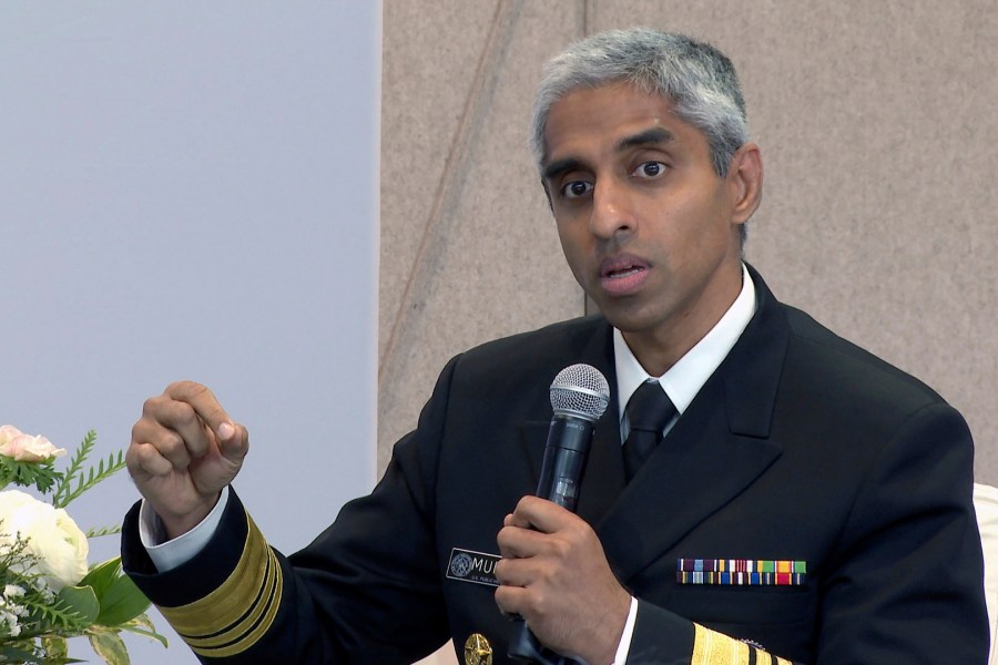 FILE - Surgeon General Vivek Murthy speaks during an Archewell Foundation panel discussion in New York City, Oct. 10, 2023. On Tuesday, June 25, 2024, Murthy, the nation's top doctor, declared gun violence a public health crisis, driven by a growing number of injuries and deaths involving firearms in the country. The advisory came as the U.S. grappled with another weekend marked by mass shootings that left dozens of people dead or wounded. (AP Photo/Ted Shaffrey, File)