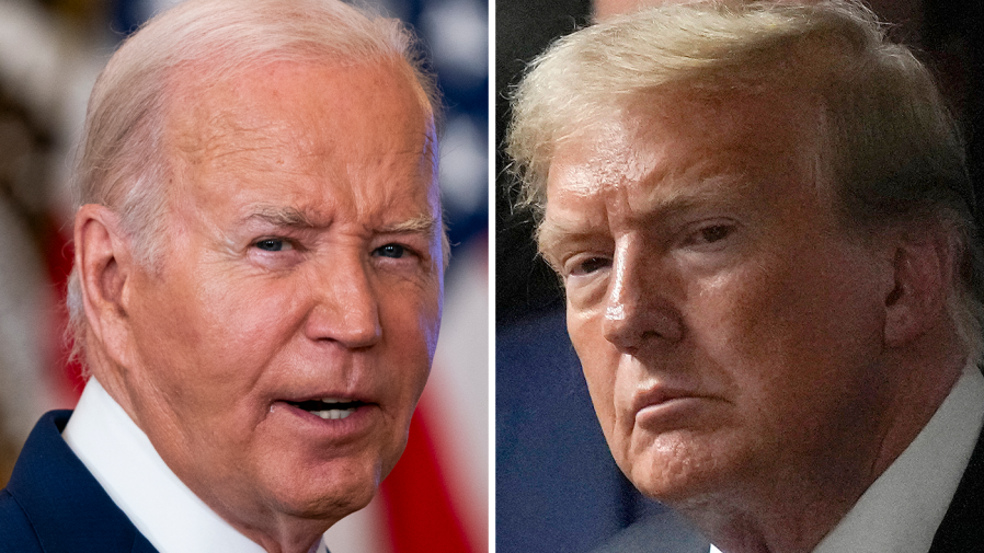 President Biden and former President Trump appear side-by-side in this composite image.