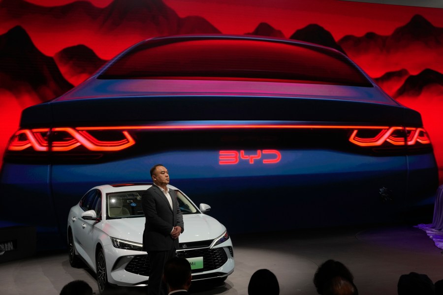 FILE - The BYD Qin L Dmi is unveiled during Auto China 2024 in Beijing, April 25, 2024. Chinese automaker BYD inaugurated its first electric vehicle plant in Thailand on Thursday, July 4, part of the company’s effort to expand into Southeast Asia while also tackling wealthier markets in the U.S. and Europe. (AP Photo/Ng Han Guan, File)