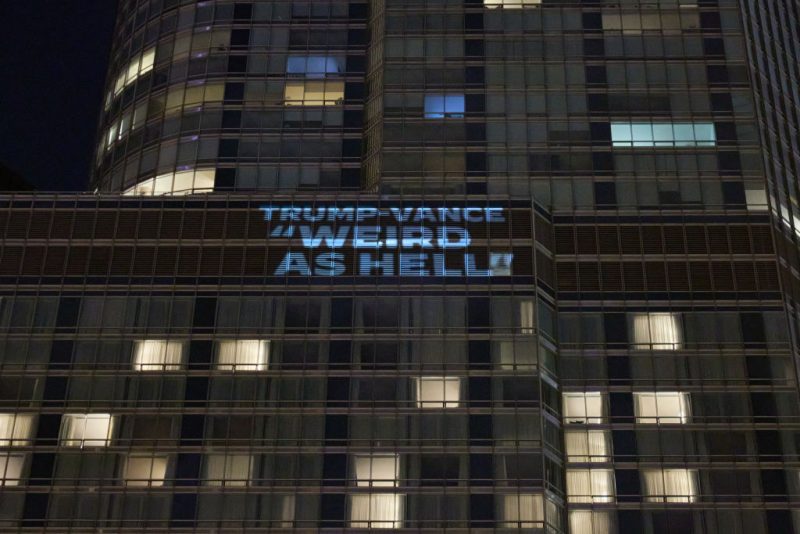 DNC projecting messages on Trump Tower