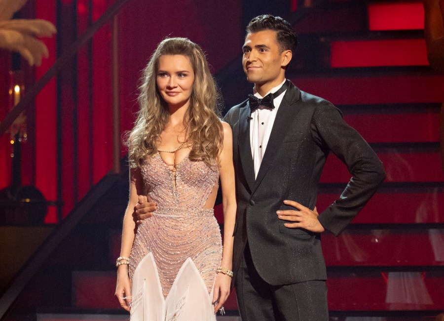 This image released by Disney shows Anna Delvey, left, and her dancing partner Ezra Sosa on the celebrity dance competition series "Dancing with the Stars," in Los Angeles on Tuesday, Sept. 24, 2024. (Eric McCandless/Disney via AP)