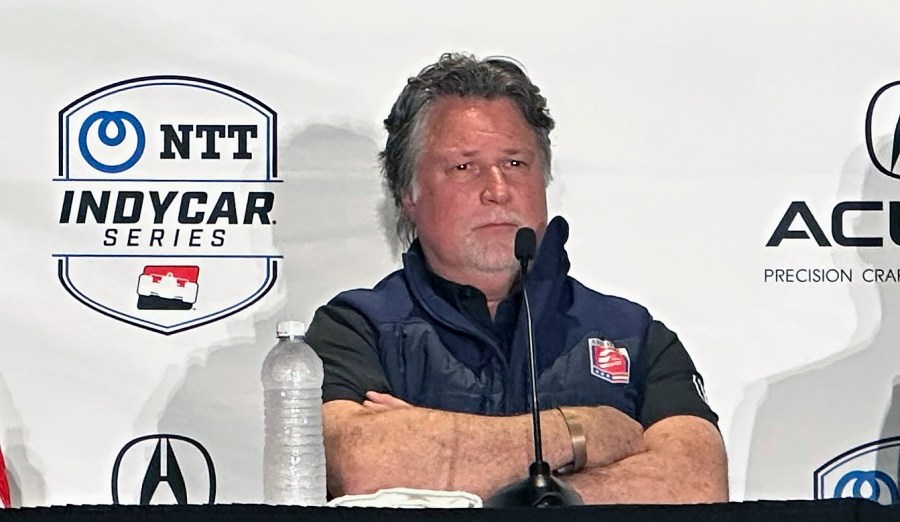 FILE - Michael Andretti attends a news conference for the IndyCar Grand Prix of Long Beach auto race, Saturday, April 15, 2023 in Long Beach, Calif. (AP Photo/Jenna Fryer, File)