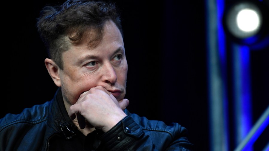 Tesla and SpaceX chief executive officer Elon Musk listens to a question as he speaks at the SATELLITE Conference and Exhibition in Washington, March 9, 2020. (AP Photo/Susan Walsh, File)