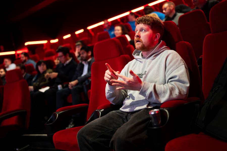 Front of house cinema staff learn British Sign Language at Cineworld Leicester Square, on Wednesday, Oct. 2, 2024 in London. (Photo by Scott A Garfitt/Invision/AP)